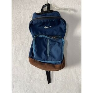 Nike Vintage Backpack Navy Blue Suede Bottom Embroidered Swoosh Y2K School Bag
